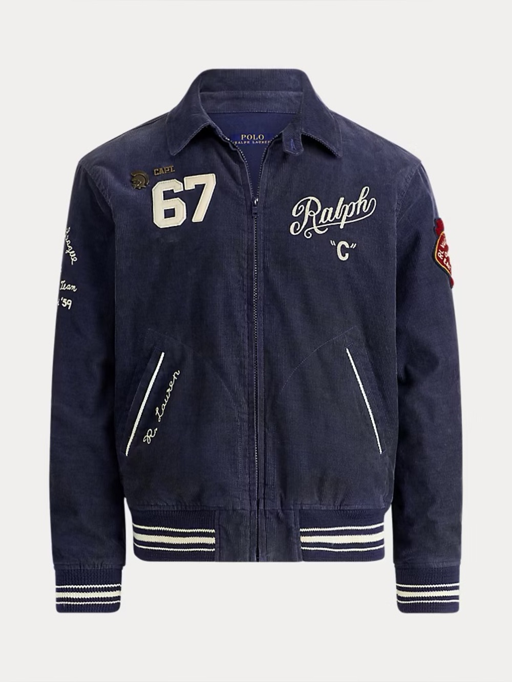 Polo Ralph Lauren Embroidered Corduroy Jacket Norfolk Blue Size Large